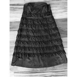 GAP Black Satin Strapless Ruffled Cocktail Dress Party Club Dance size 10 NWT